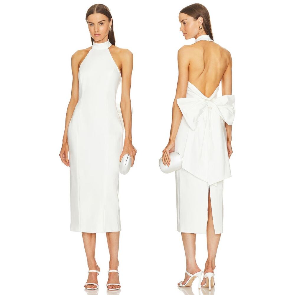 Elliatt Odori Midi Dress Halter Bow Formal Bridal Wedding Party Evening Gala XS